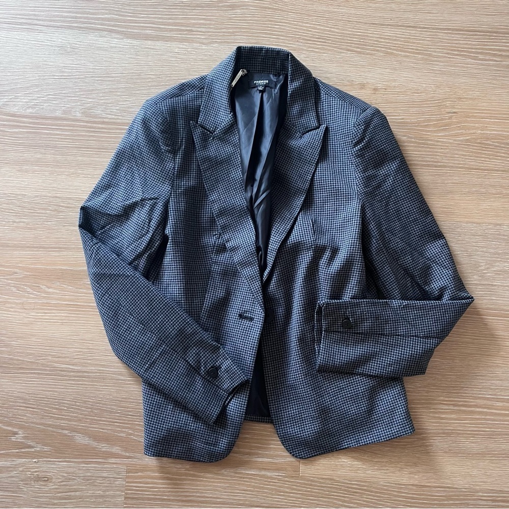 Premise studios grey checkered blazer